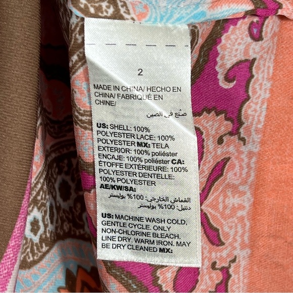 Boho Safari Chic Crochet Blouse Sz Medium Large Oversized 3/4 Sleeve Chico’s Top - Picture 7 of 9